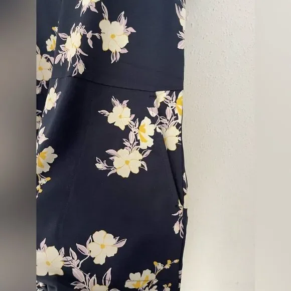 J Jill Navy Floral Dress with pockets Large - Picture 3 of 10